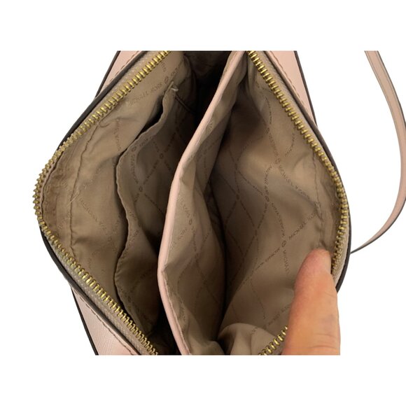 Michael Kors Jet Set Crossbody Bag Gold Chain Strap Pink Leather 7633 Barbie L - Picture 5 of 16